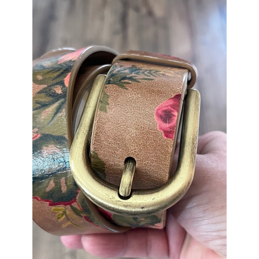 Patricia Nash Vietri Floral Leather Brown Belt Size Large - Picture 10 of 12
